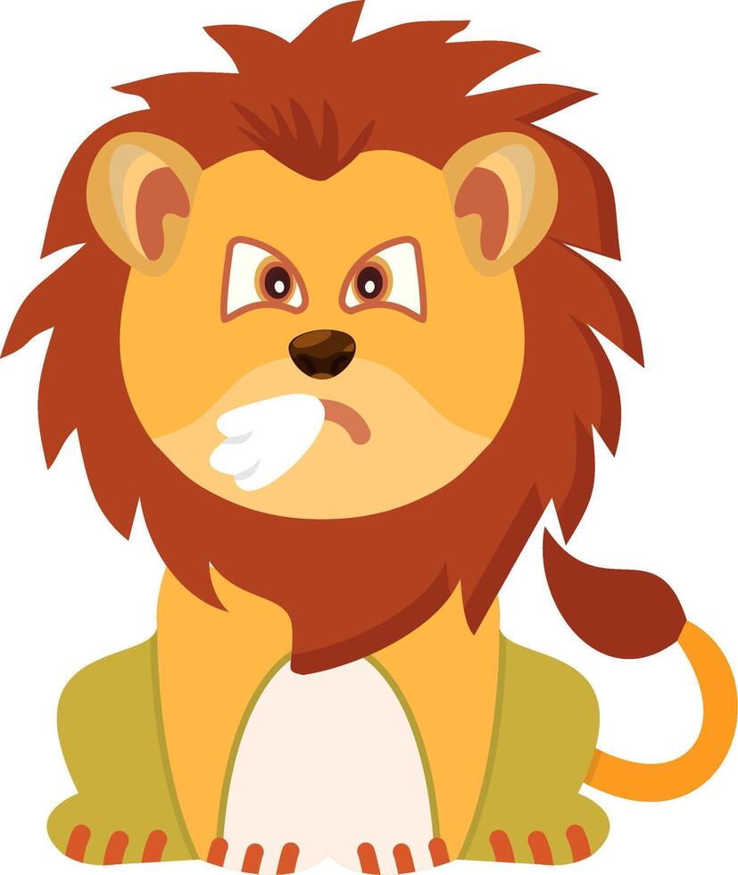 Sneezing Lion Expression Flat Art vector