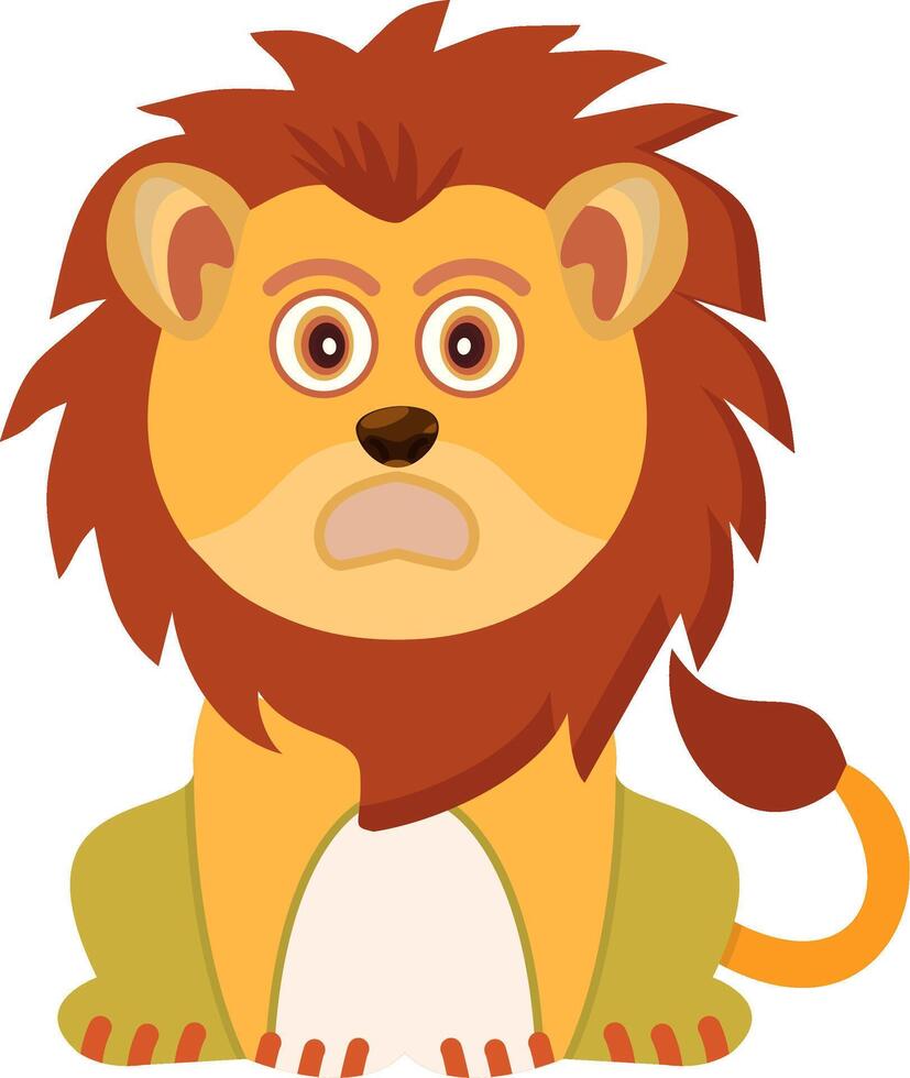 Fearful Lion Face Shocked Expression vector