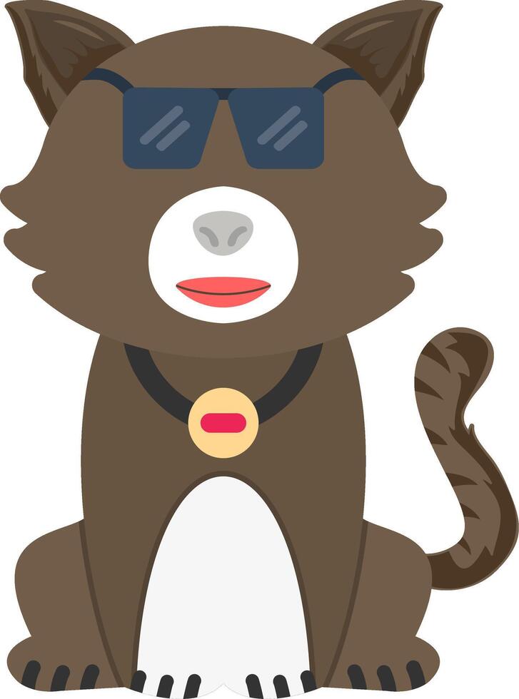 Cool Sunglasses Cat Flat Icon vector