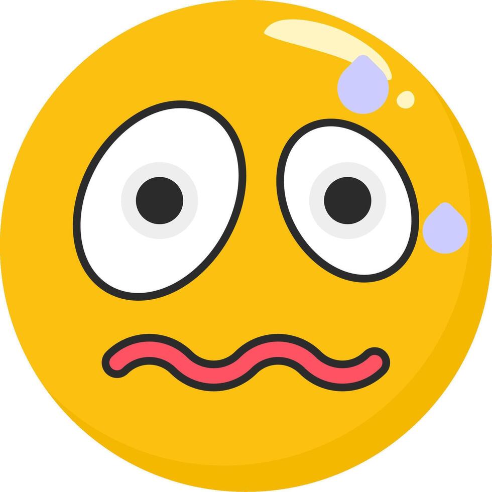 Nervous Emoji Sweating Cartoon Icon vector