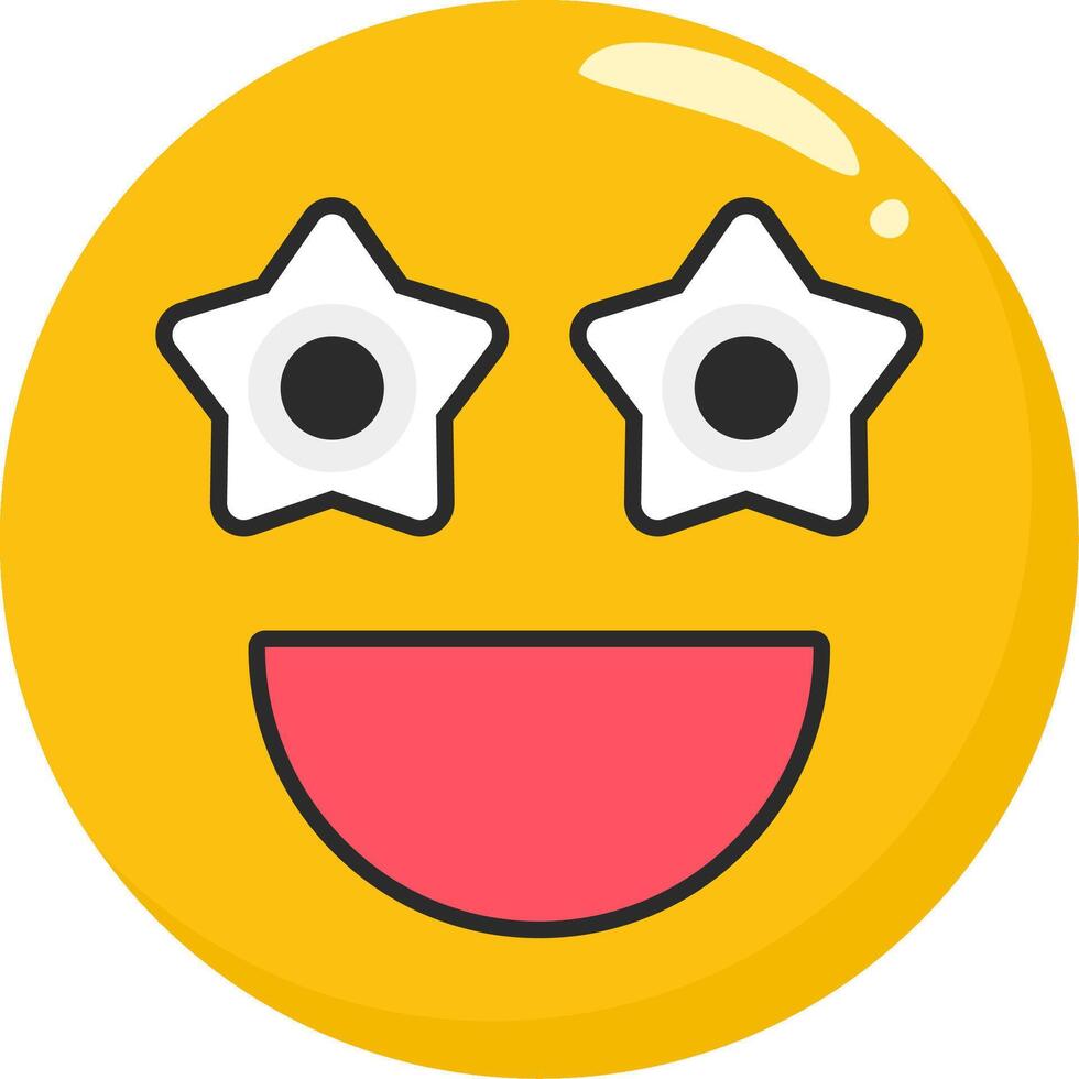 Starstruck Face Emoji Flat Icon vector