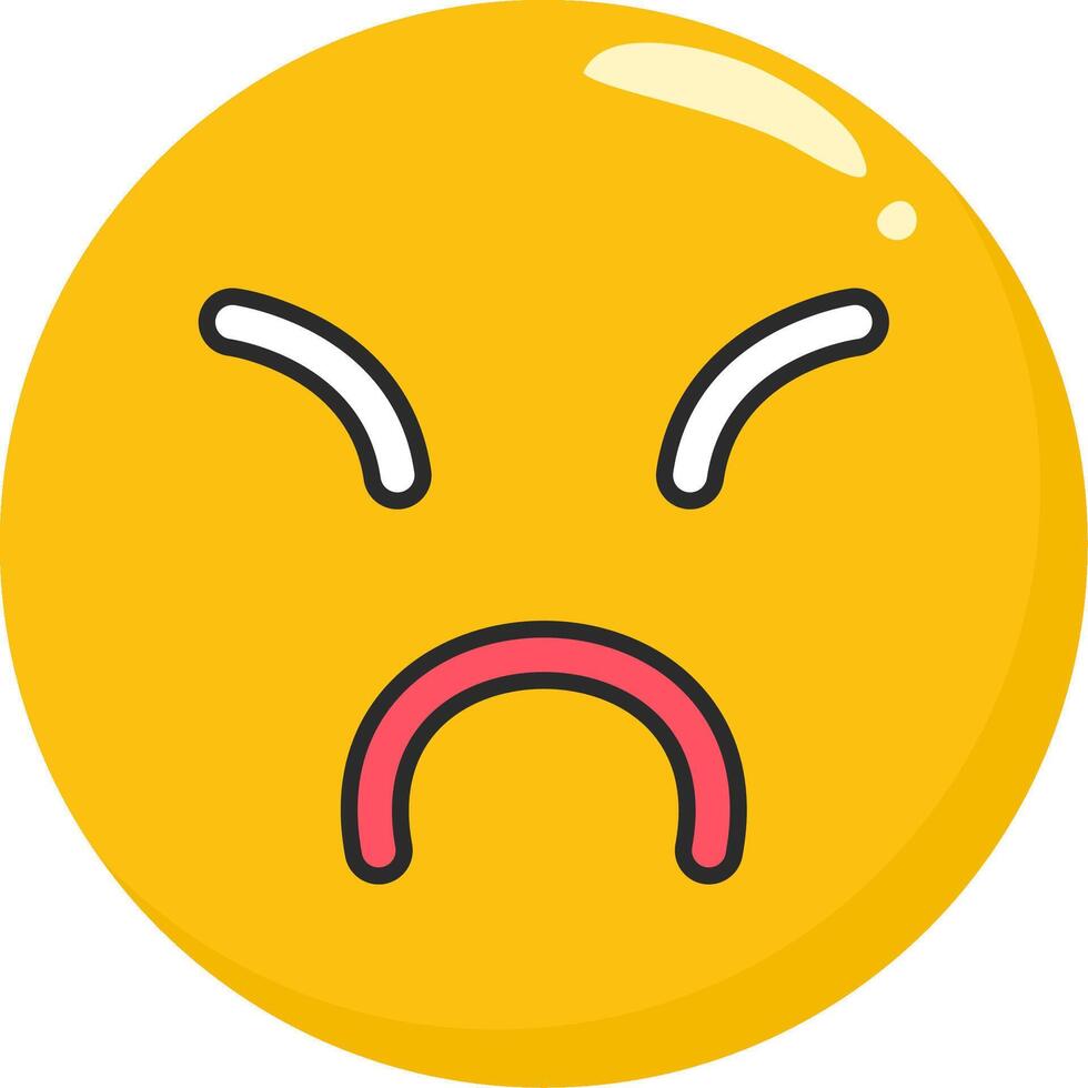 Upset Emoji Angry Face Flat Style vector