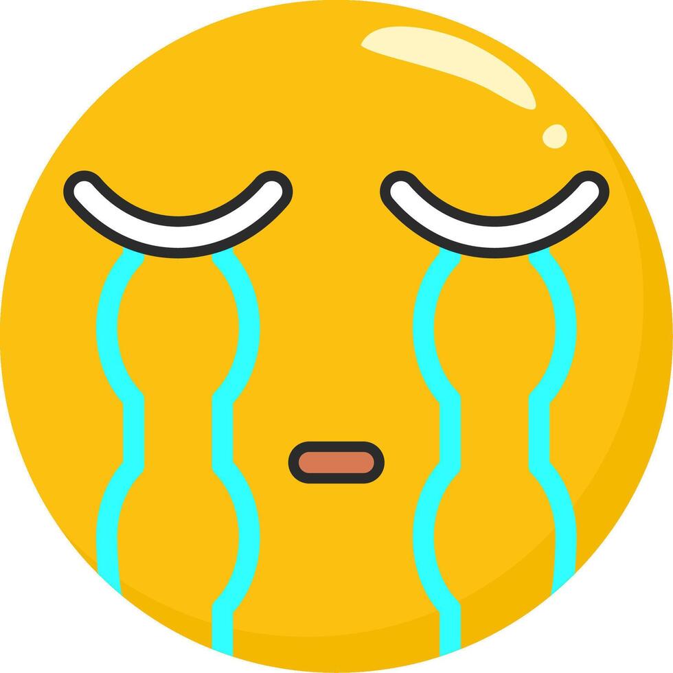 Loudly Crying Emoji Flat Cartoon vector