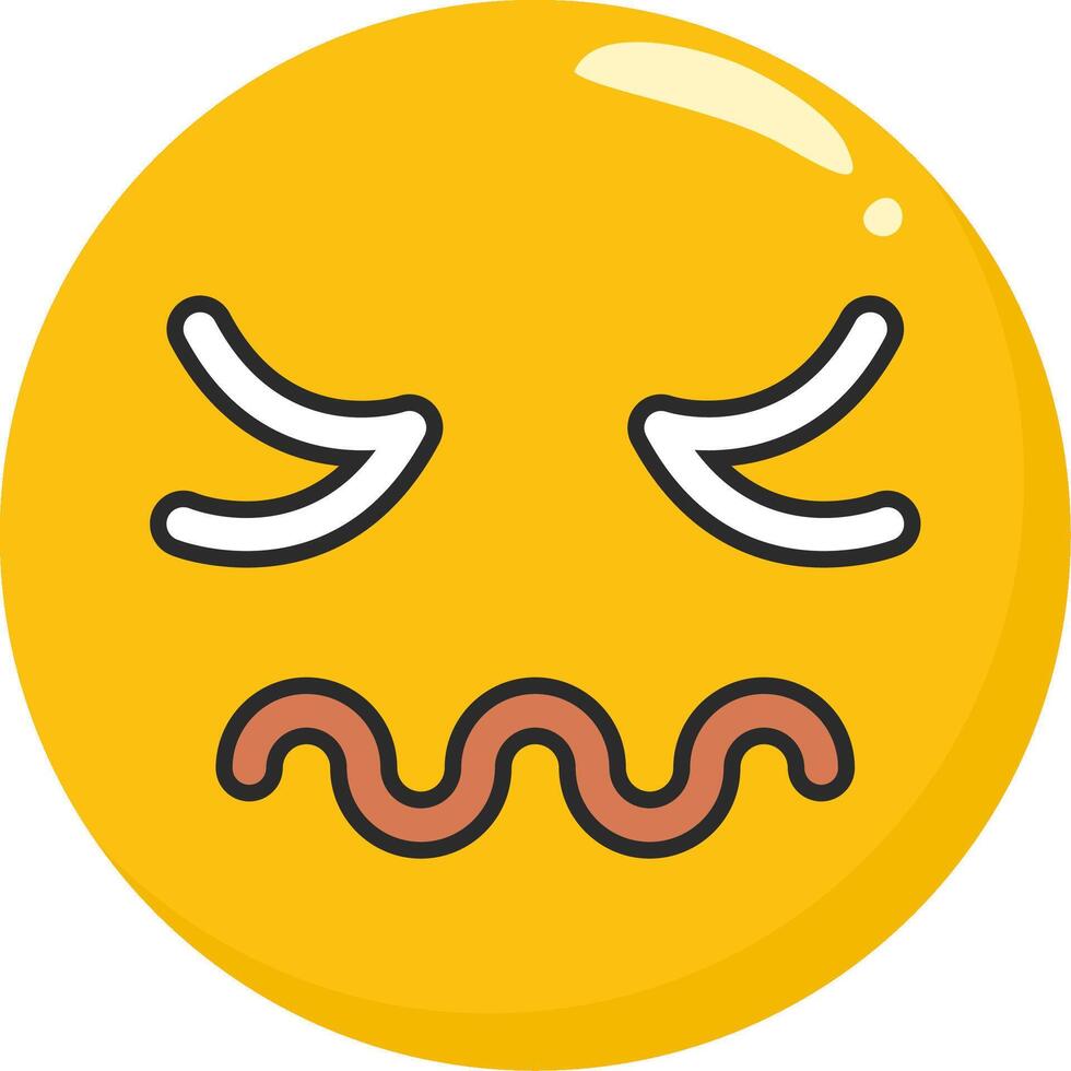 Disgusted Face Emoji Flat Cartoon vector