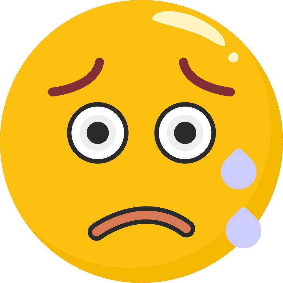 Anxious Face Emoji With Sweat Drop vector