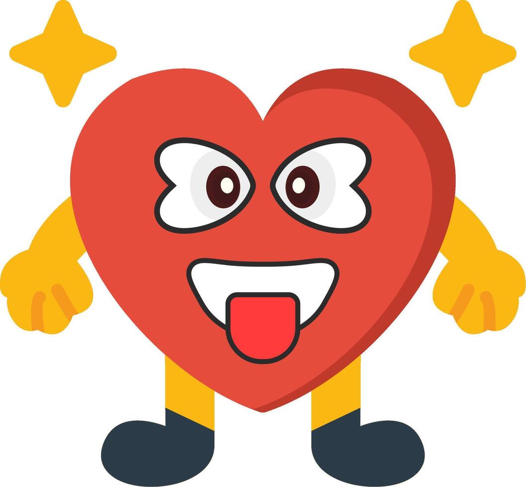 Tongue Heart Emoji Flat Illustration vector