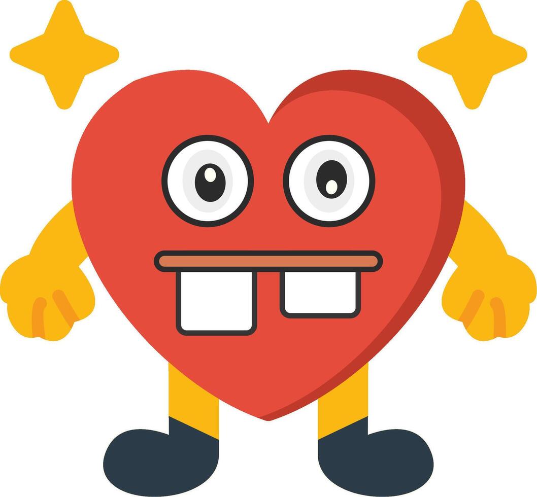 Ugly Heart Colourful Flat Character vector