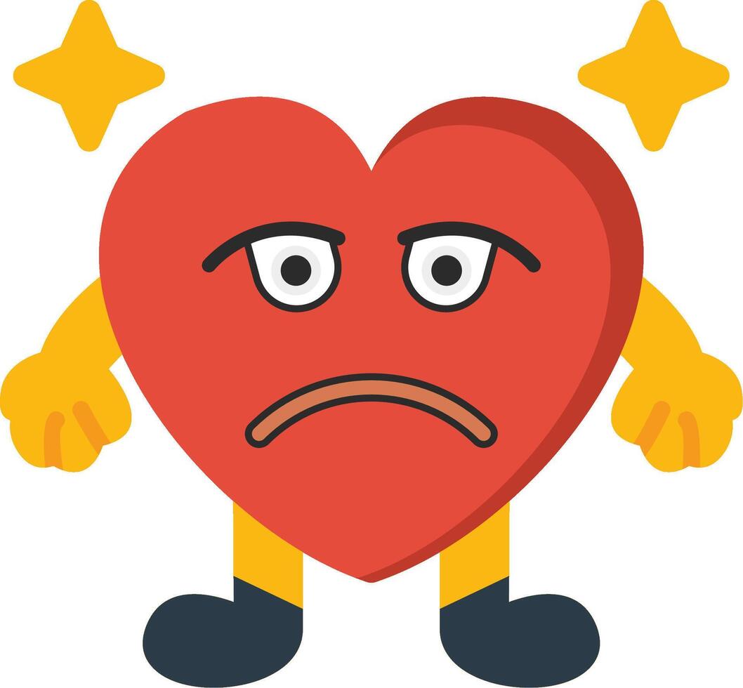 Sad Heart Emoji Flat Cartoon Style vector