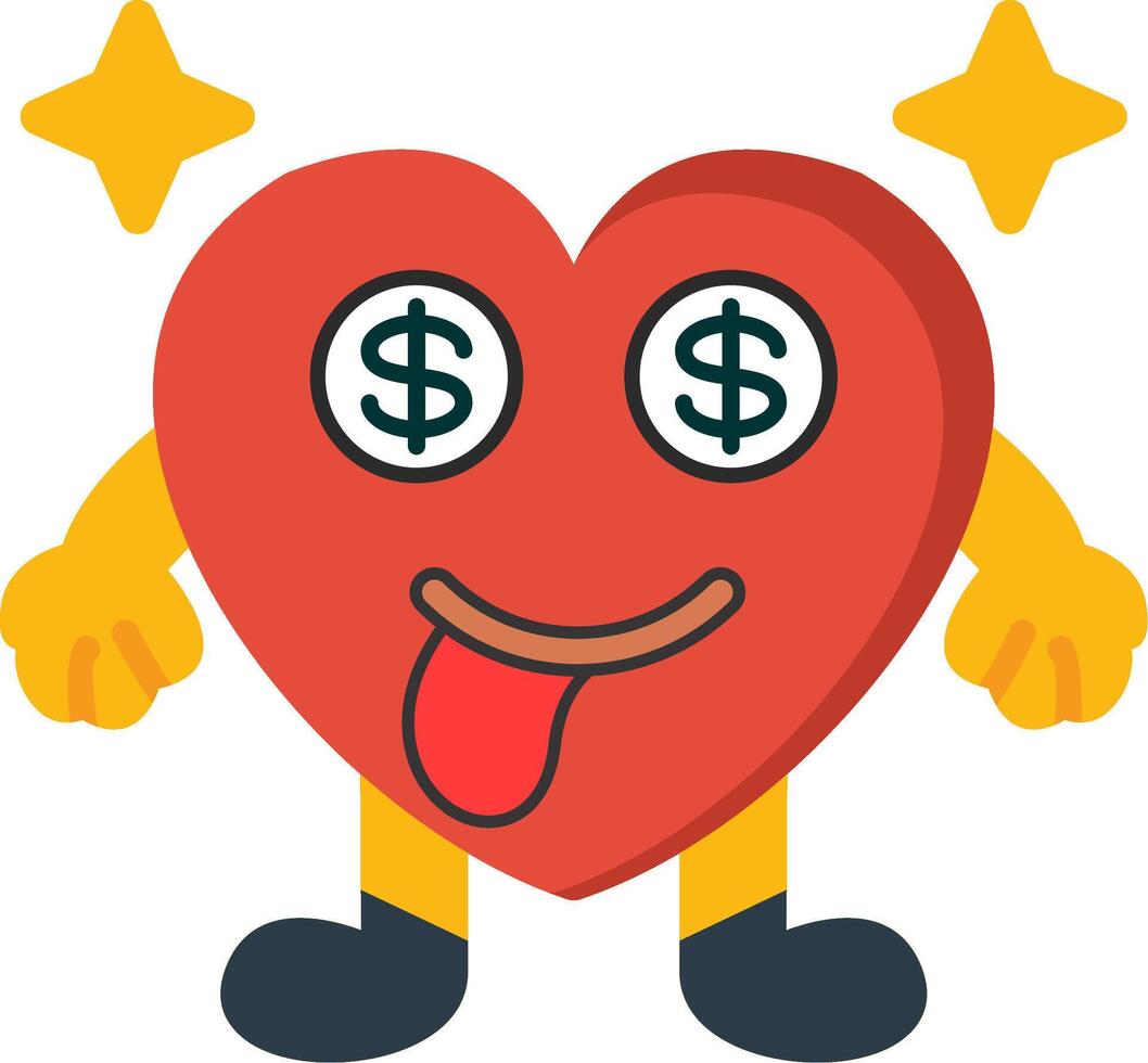 Greed Heart Colourful Flat Icon vector