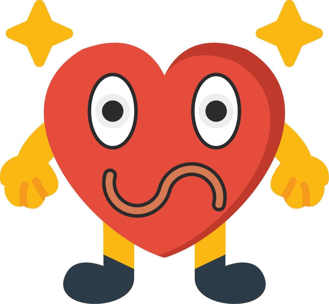 Confused Heart Cartoon Icon Design vector