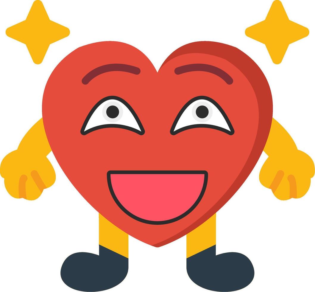 Happy Heart Emoji Flat Style Illustration vector