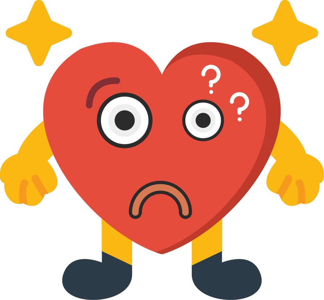Thinking Heart Emoji Colourful Style vector