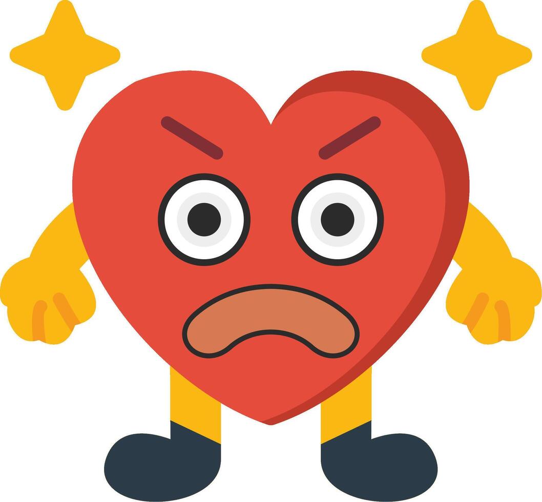 Angry Heart Face Flat Illustration vector