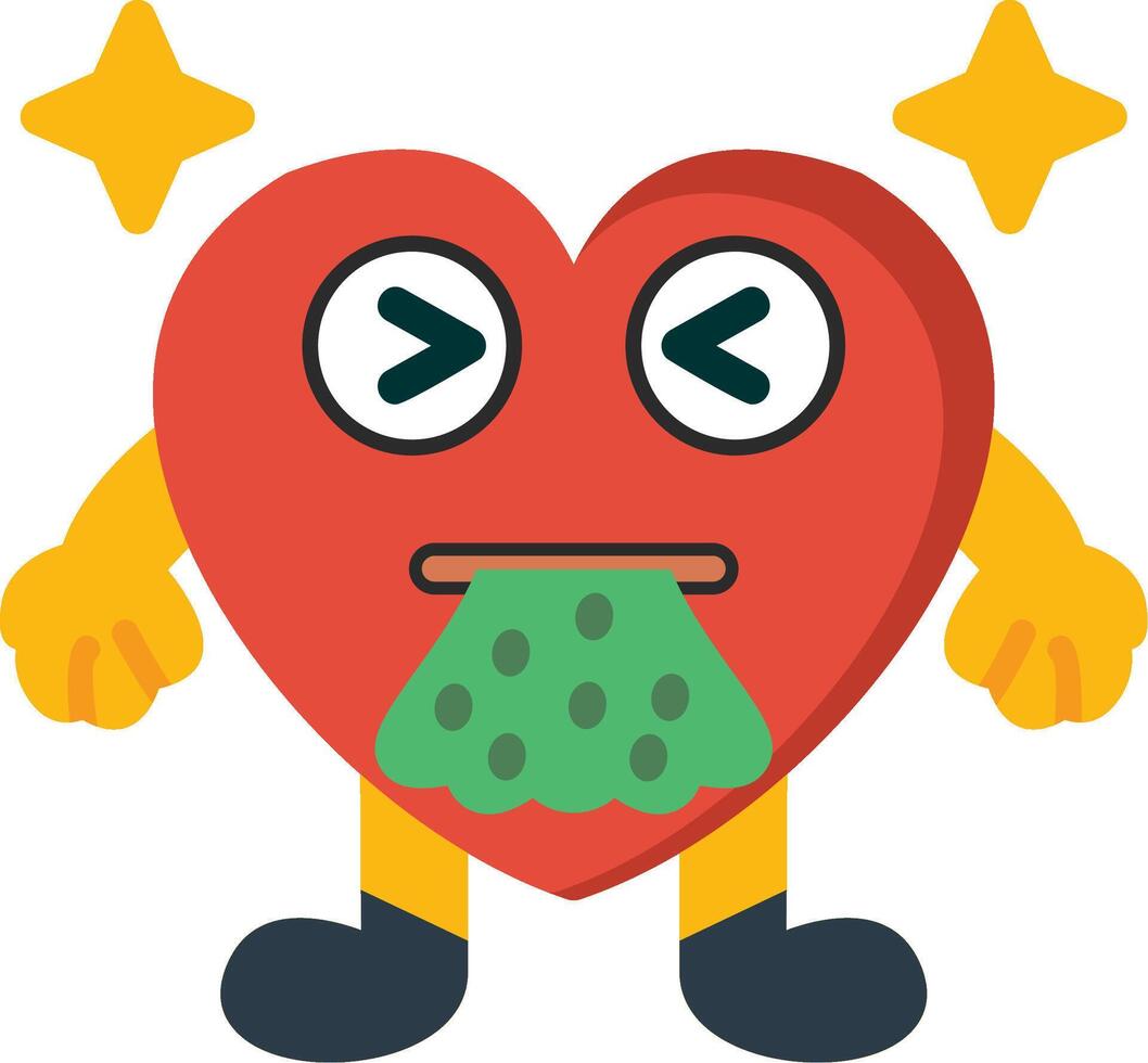 Vomiting Heart Emotion Colourful Flat Icon vector