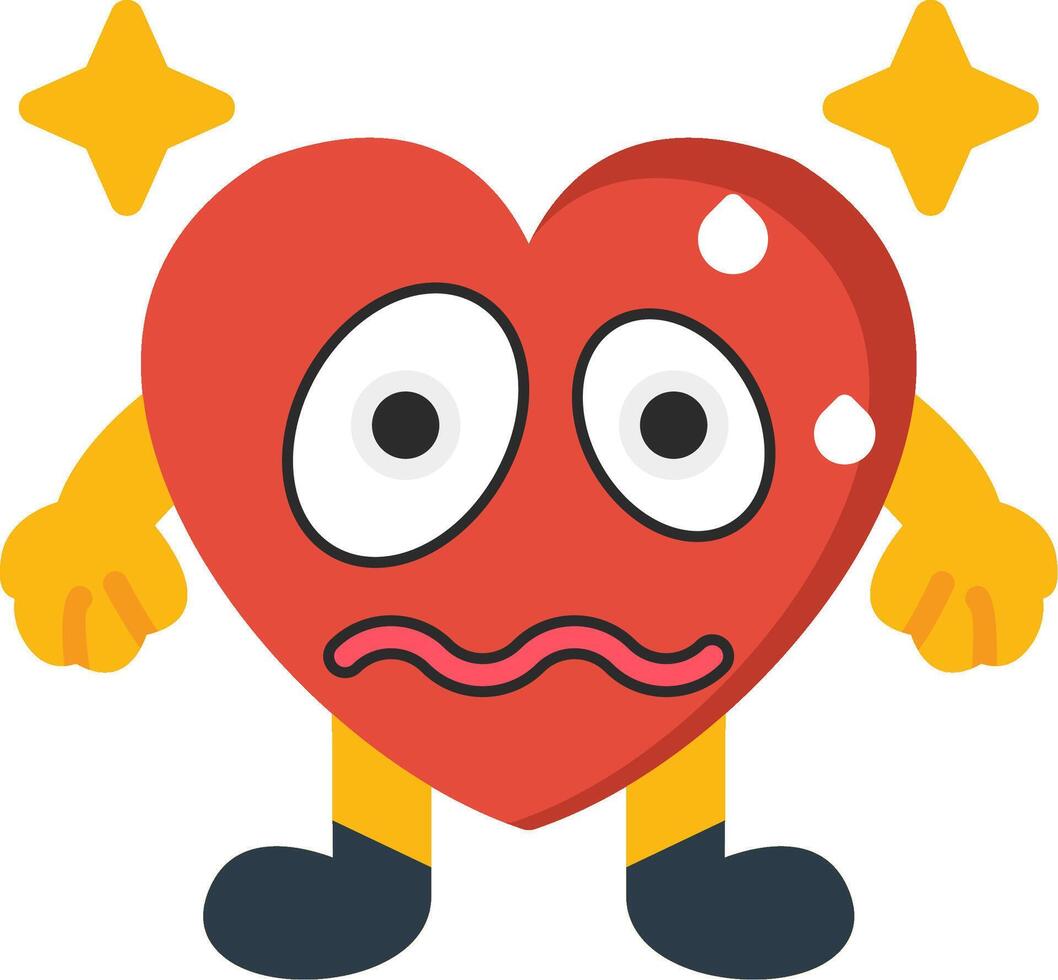 Nervous Heart Expression Flat Icon Design vector