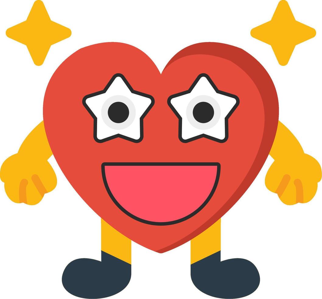 Starstruck Heart Expression Colourful Icon vector
