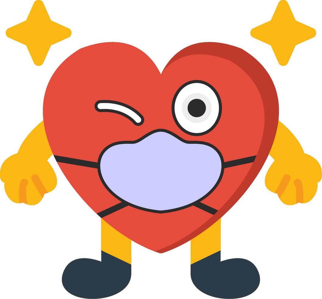 Mask Heart Face Covered Illustration vector