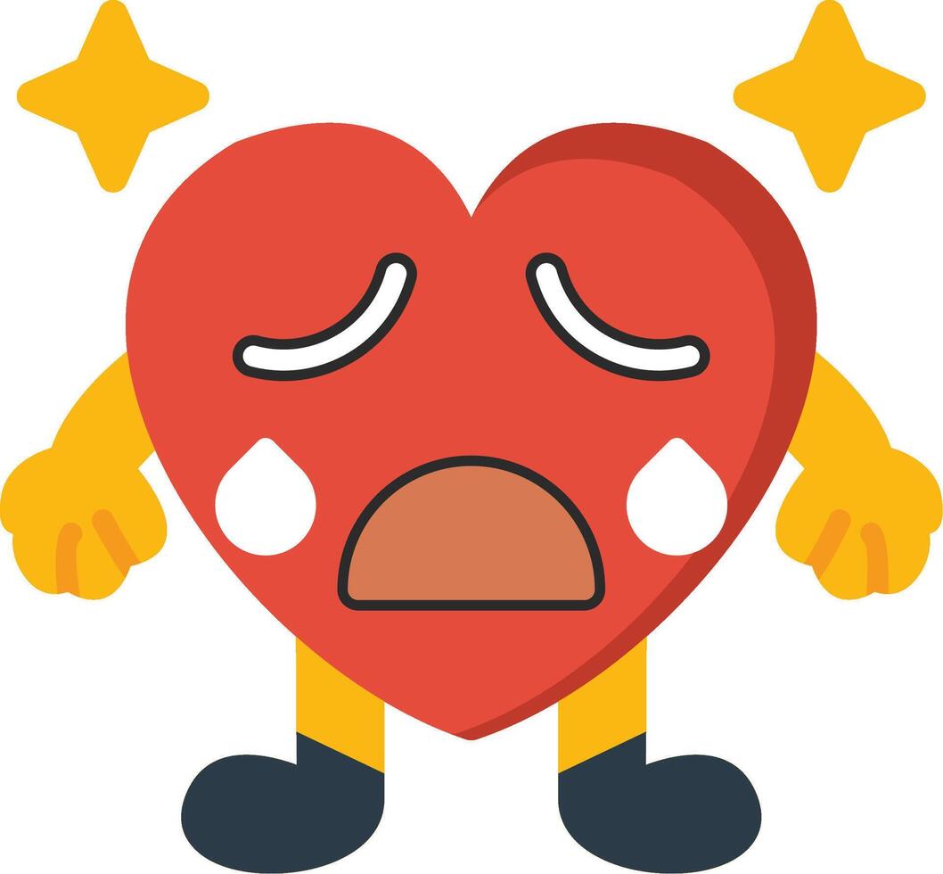Sweating Heart Emoji Flat Icon vector