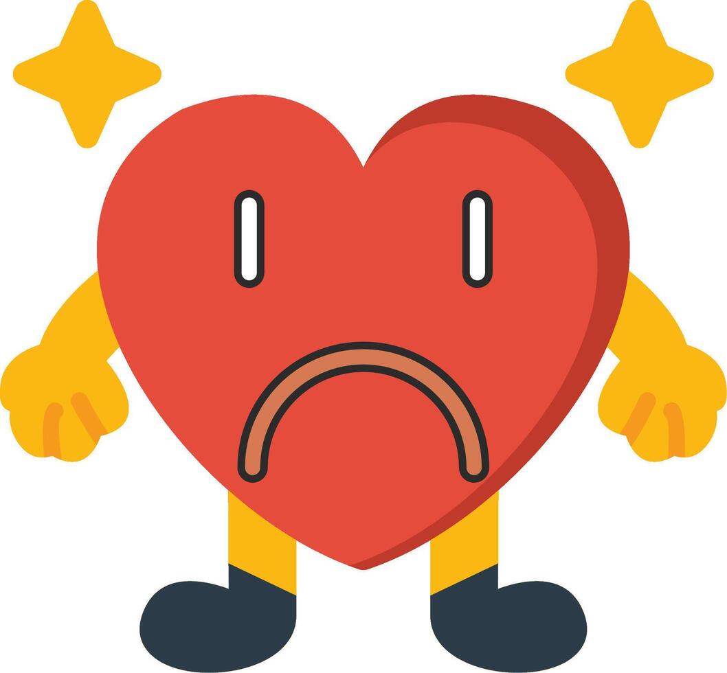 Unhappy Heart Face Expression Icon vector