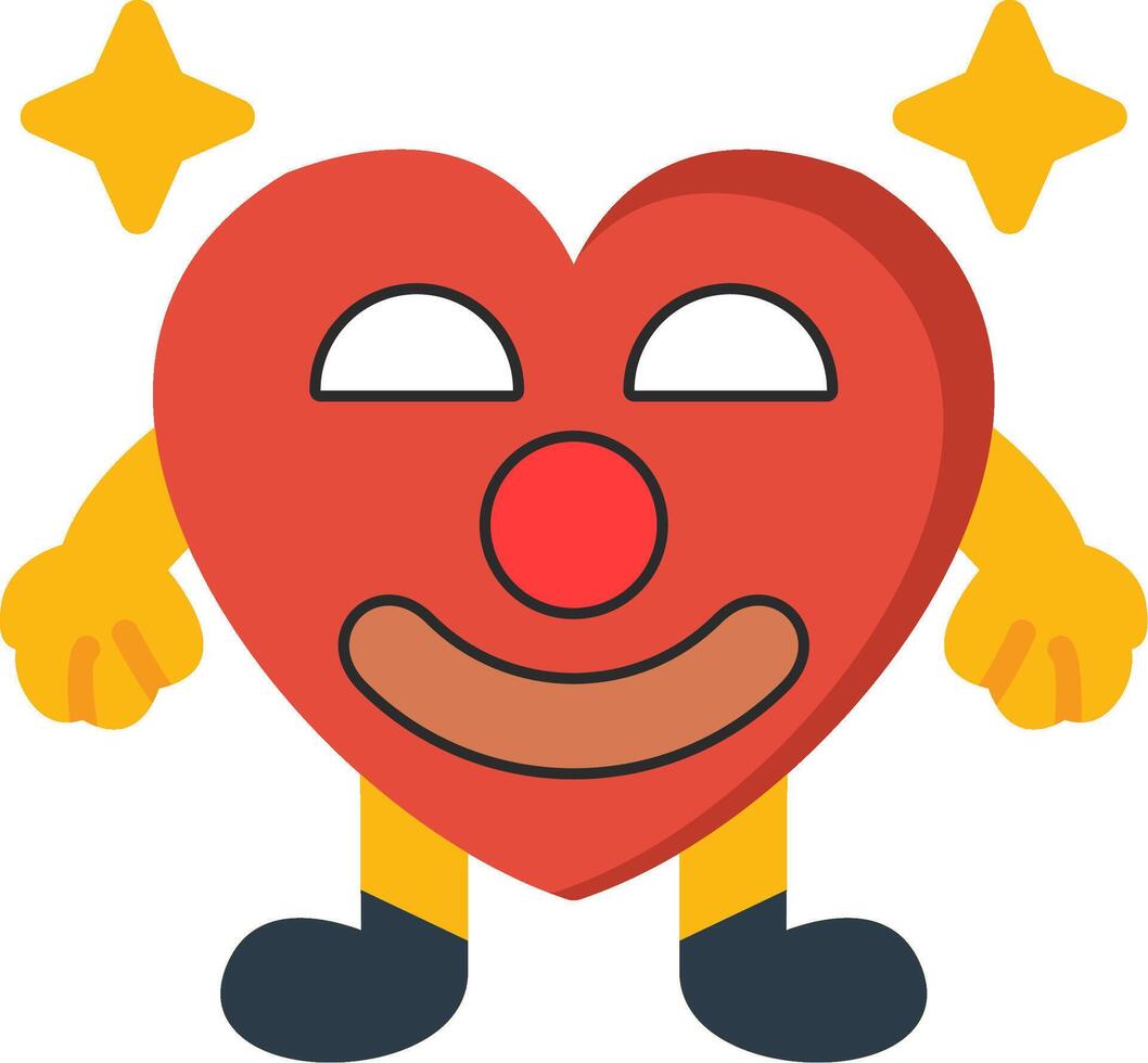 Clown Heart Funny Character Flat vector