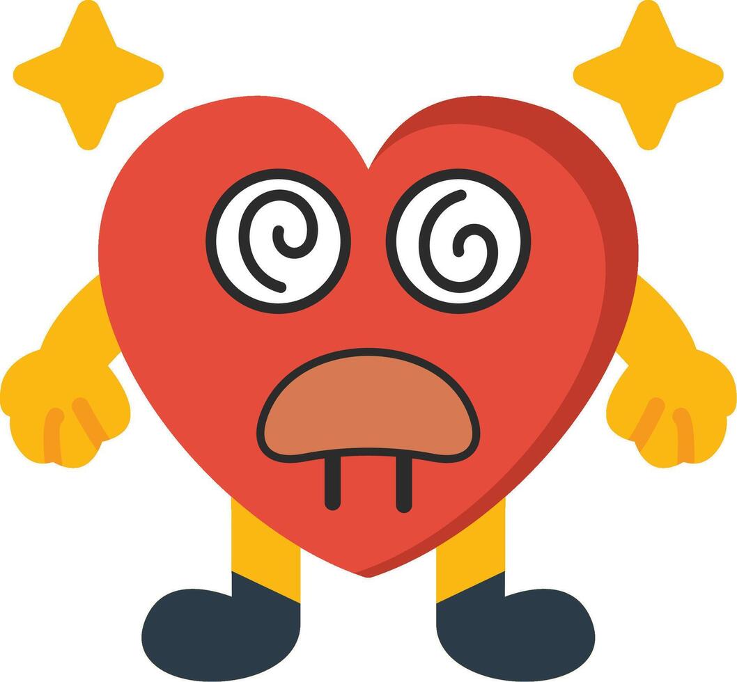 Dazed Heart Face Flat Colourful vector