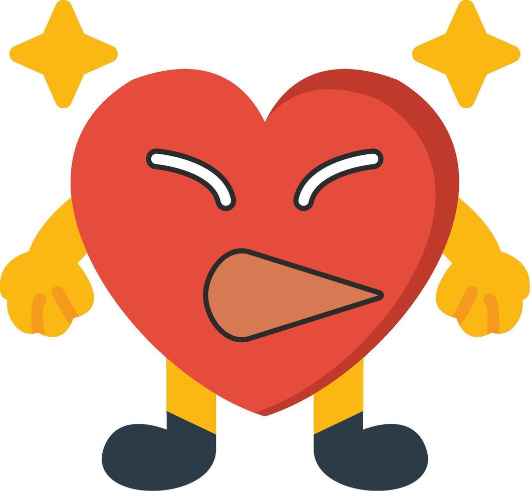Grimacing Heart Face Expression Flat vector