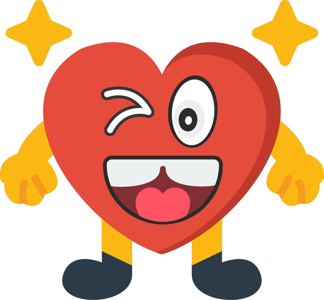 Naughty Heart Character Colourful Flat Style vector