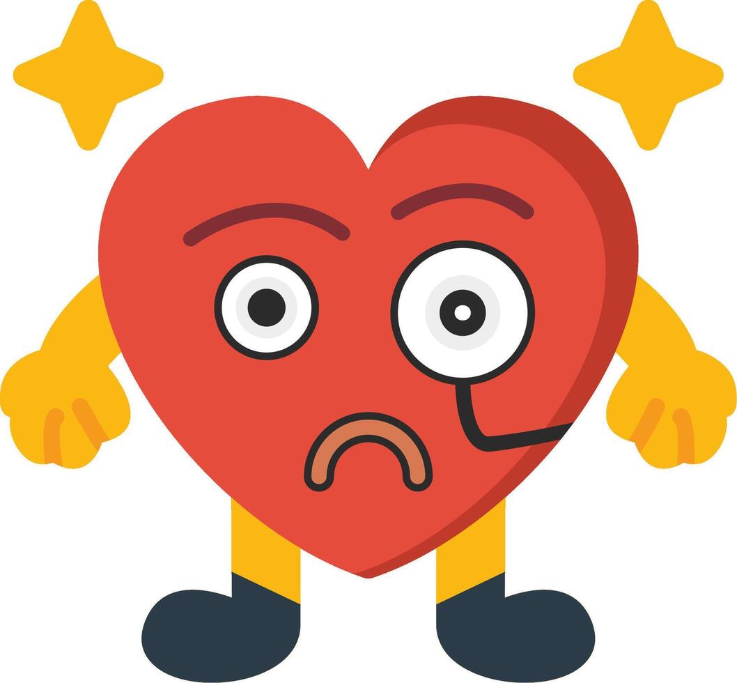 Detective Heart Face Flat Style vector