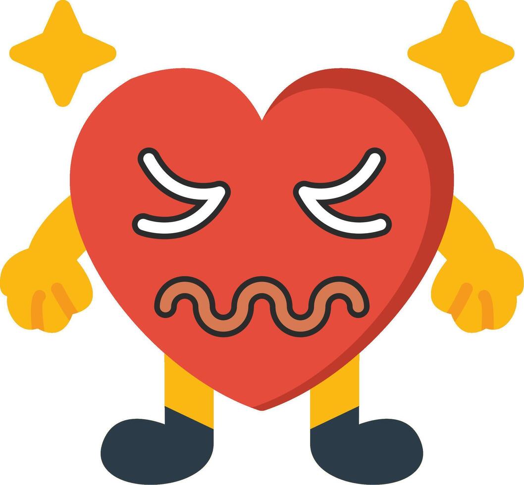 Disgusted Heart Expression Colourful Icon vector