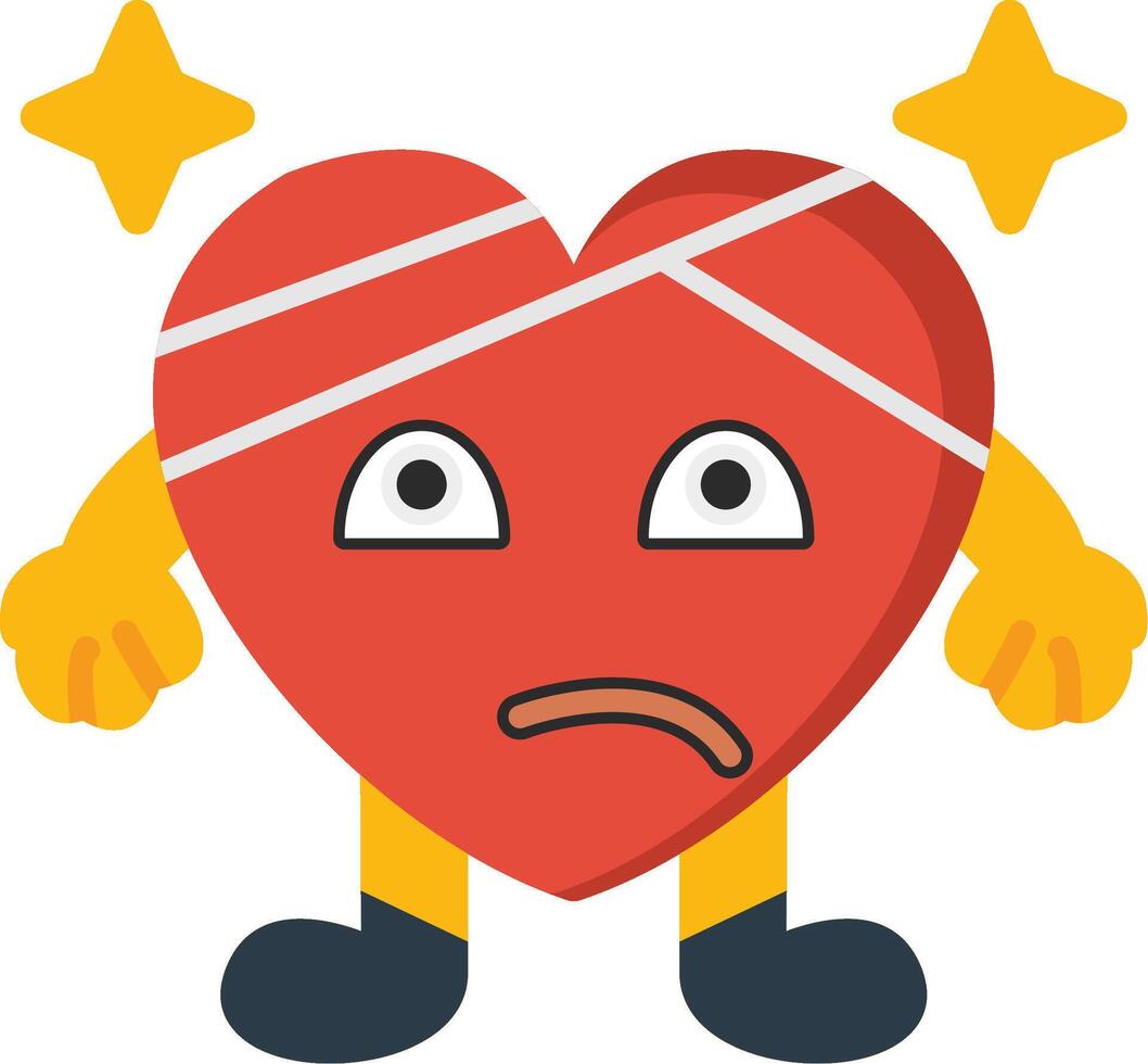 Head Bandage Heart Character Flat vector