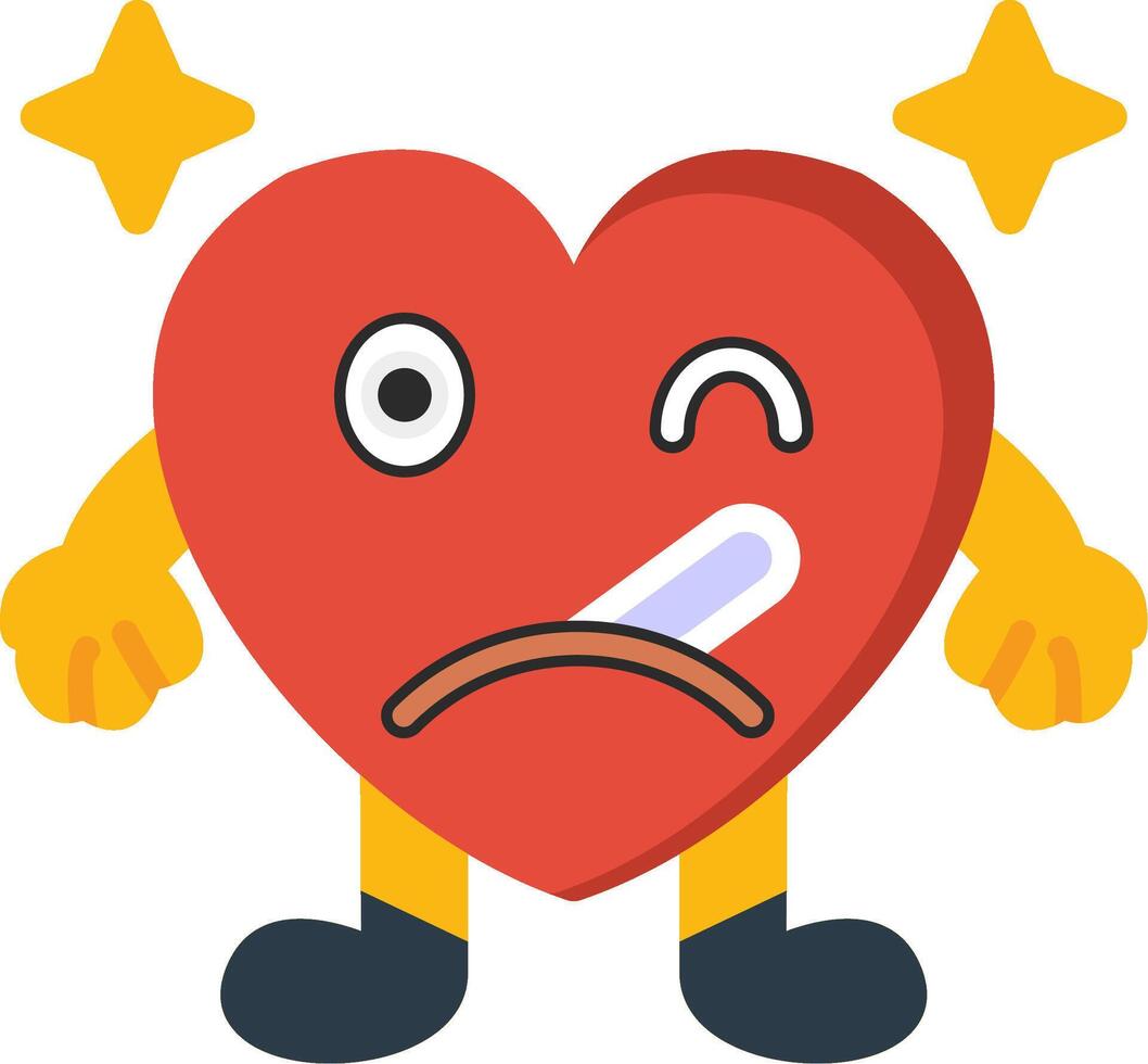 Thermometer Heart Face Flat Medical Icon vector