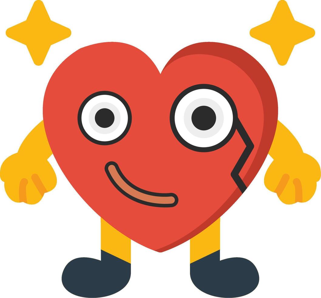 Monocle Heart Emoji Flat Cartoon Icon vector