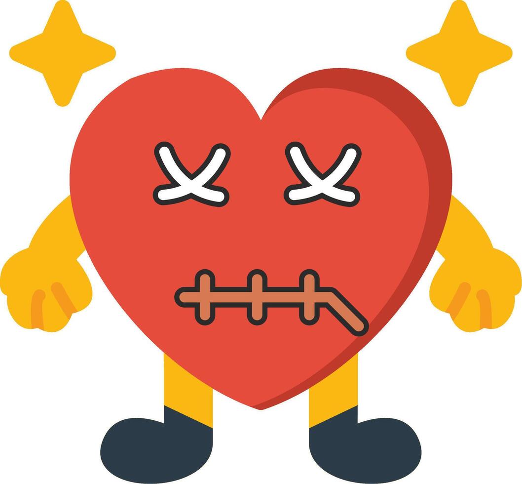 Zipper Mouth Heart Face Flat Emoji Design vector