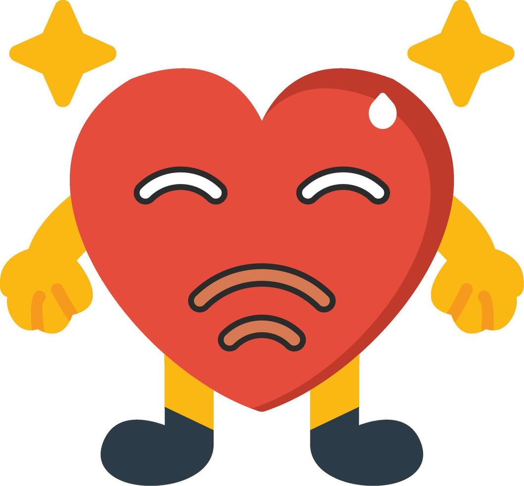 Embarrassed Heart Expression Flat Icon vector
