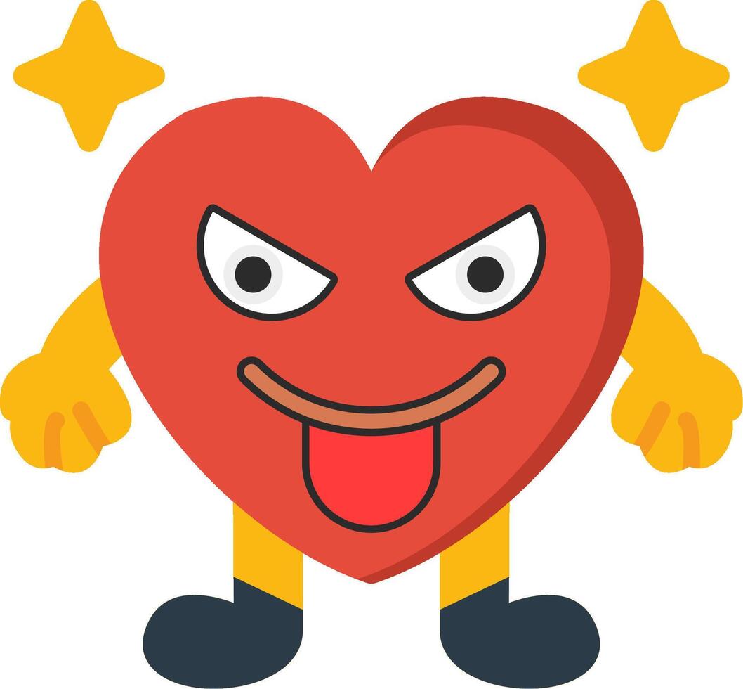 Envy Heart Expression Flat Colourful Icon vector
