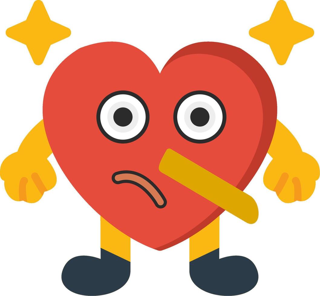 Liar Heart Emoji Face Flat Design vector