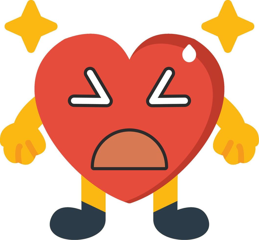 Sad Relieved Heart Flat Colourful vector