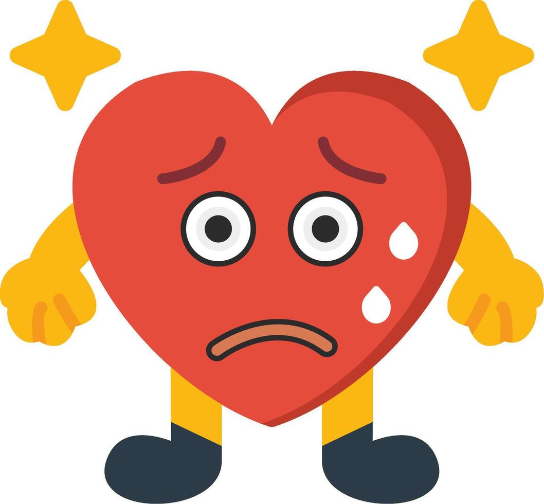 Anxious With Sweat Heart Flat Emoji Icon vector