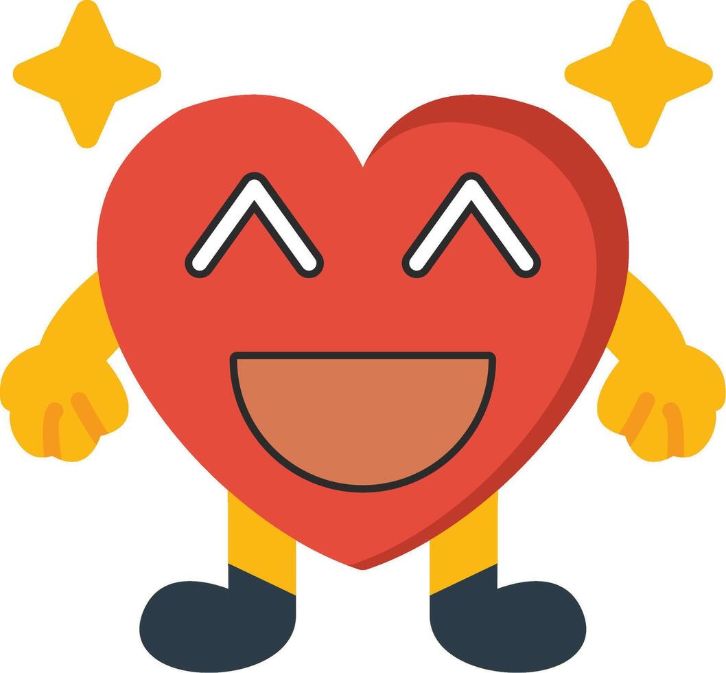 Haha Heart Face Laughing Flat Icon vector