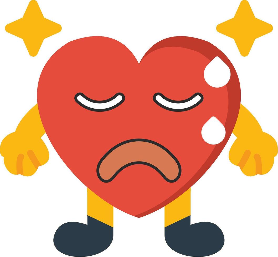 Hot Sweat Heart Emoji Flat Colourful vector
