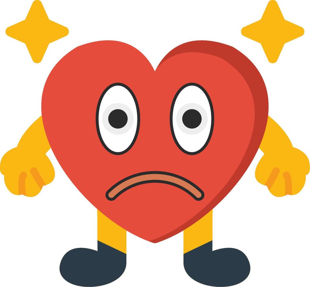 Flushed Heart Face Expression Flat Style vector