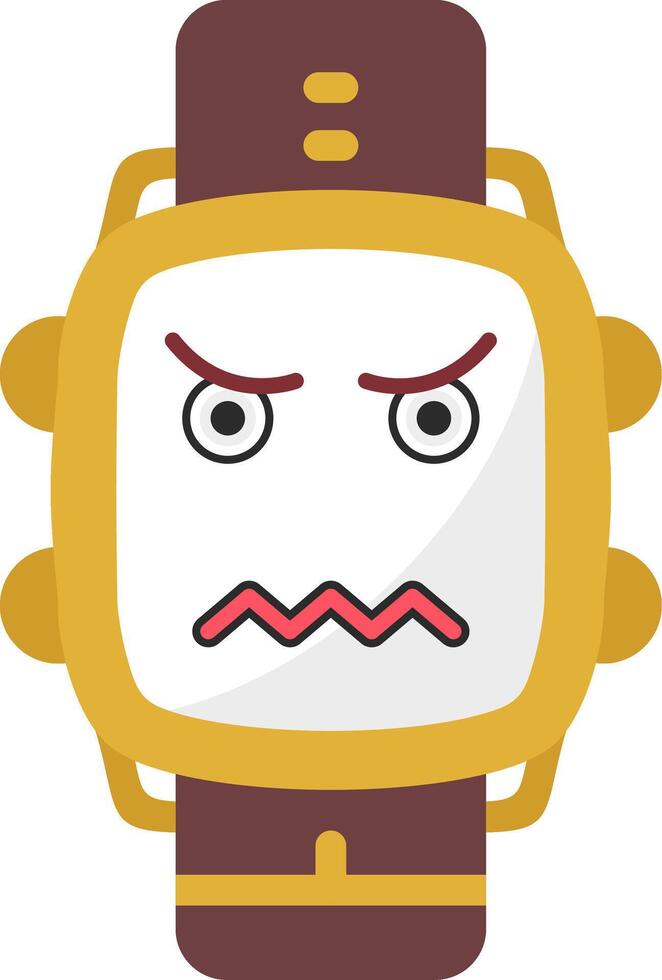 Crying Watch Dial Flat Emoji Icon vector
