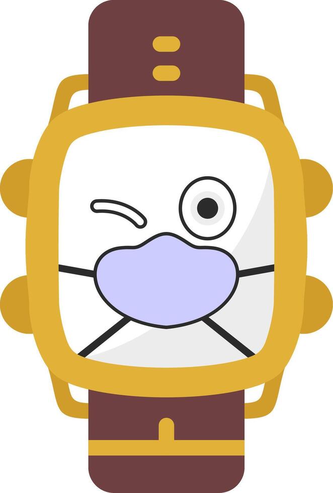 Mask Face Watch Dial Emoji Icon vector