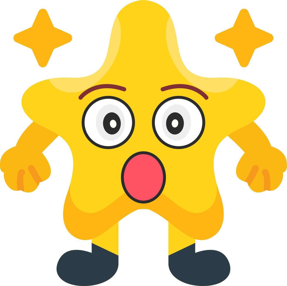 Surprised Face Star Colourful Style vector
