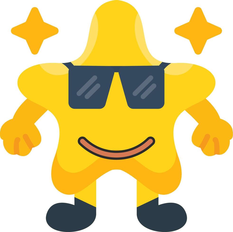 Cool Star Glasses Colourful Icon vector