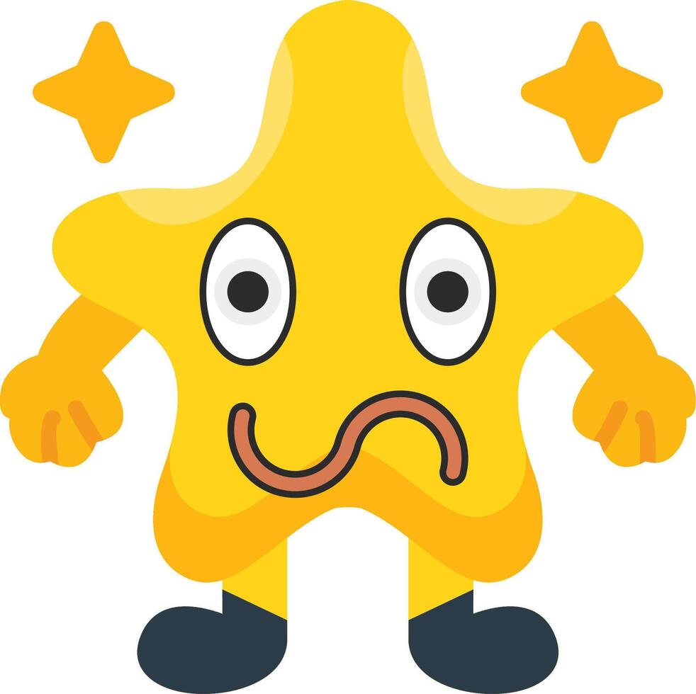 Confused Star Mood Colourful Flat Design vector