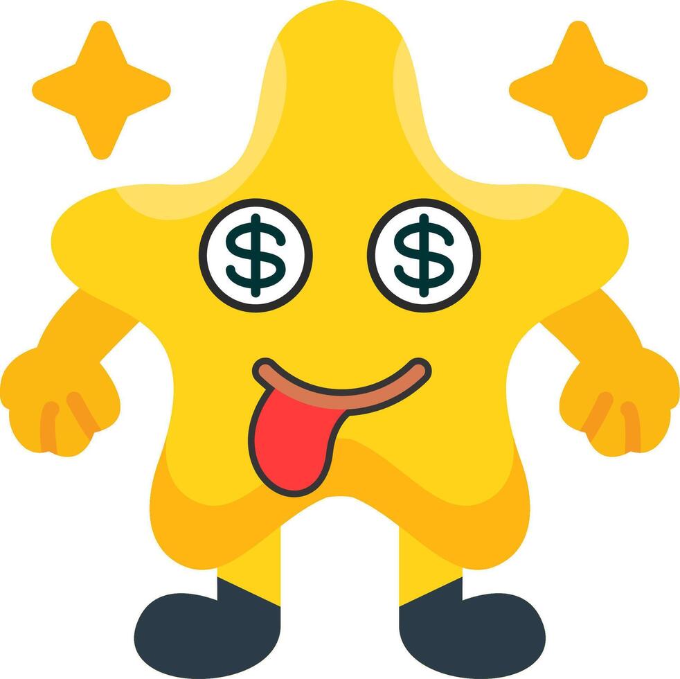 Greed Face Star Colourful Icons vector