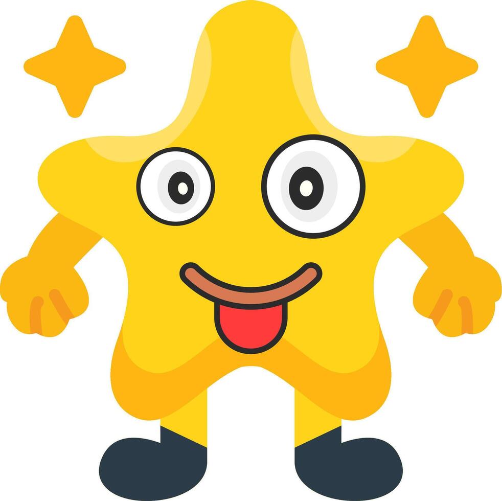 Silly Star Mood Colourful Cartoon Style vector