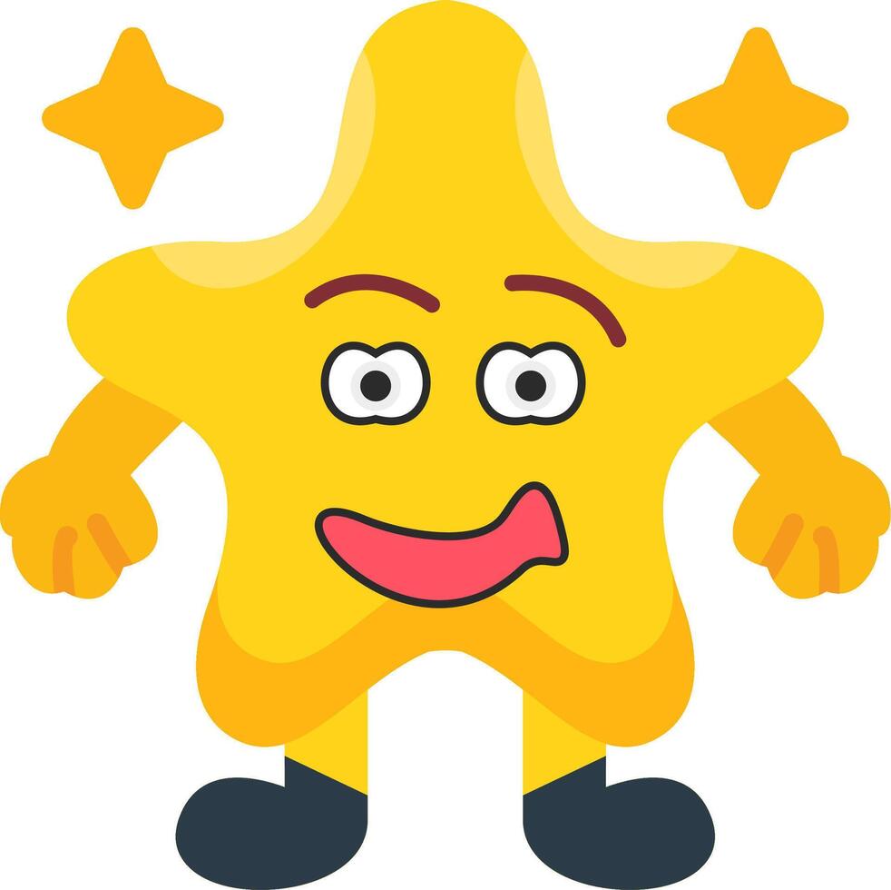 Grinning Star Face Colourful Comic Style vector