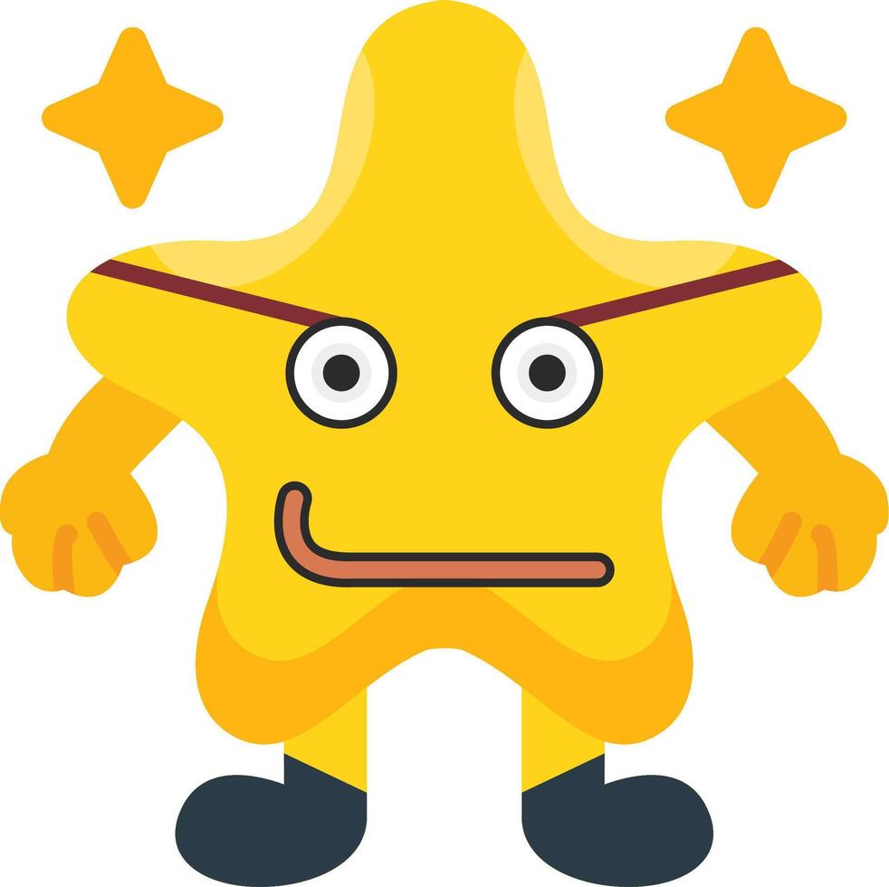 Bad Mood Star Colourful Flat Face Design vector